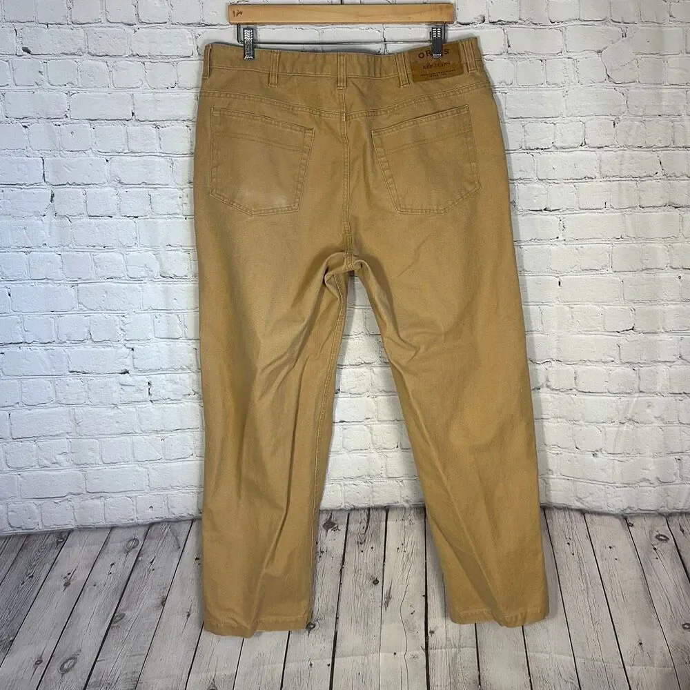 Orvis KHP Jeans Mens Brown Canvas Straight 100% Cotton Workwear‎ size 38/30
